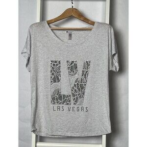 MGM Resorts Shirt Womens Large Gray Las Vegas Studs Rhinestone LV SS EUC